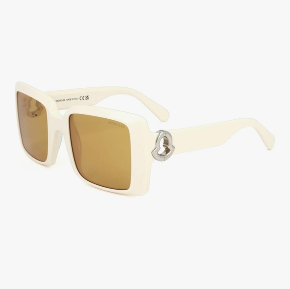 Moncler White Brown Square Womens Sunglasses - Picture 1 of 5